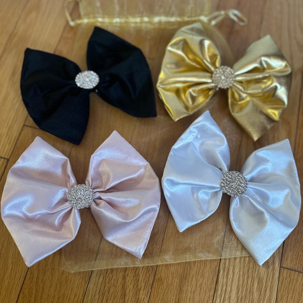 Satin and Metallic Boutique Bows (Set of 4) NEW